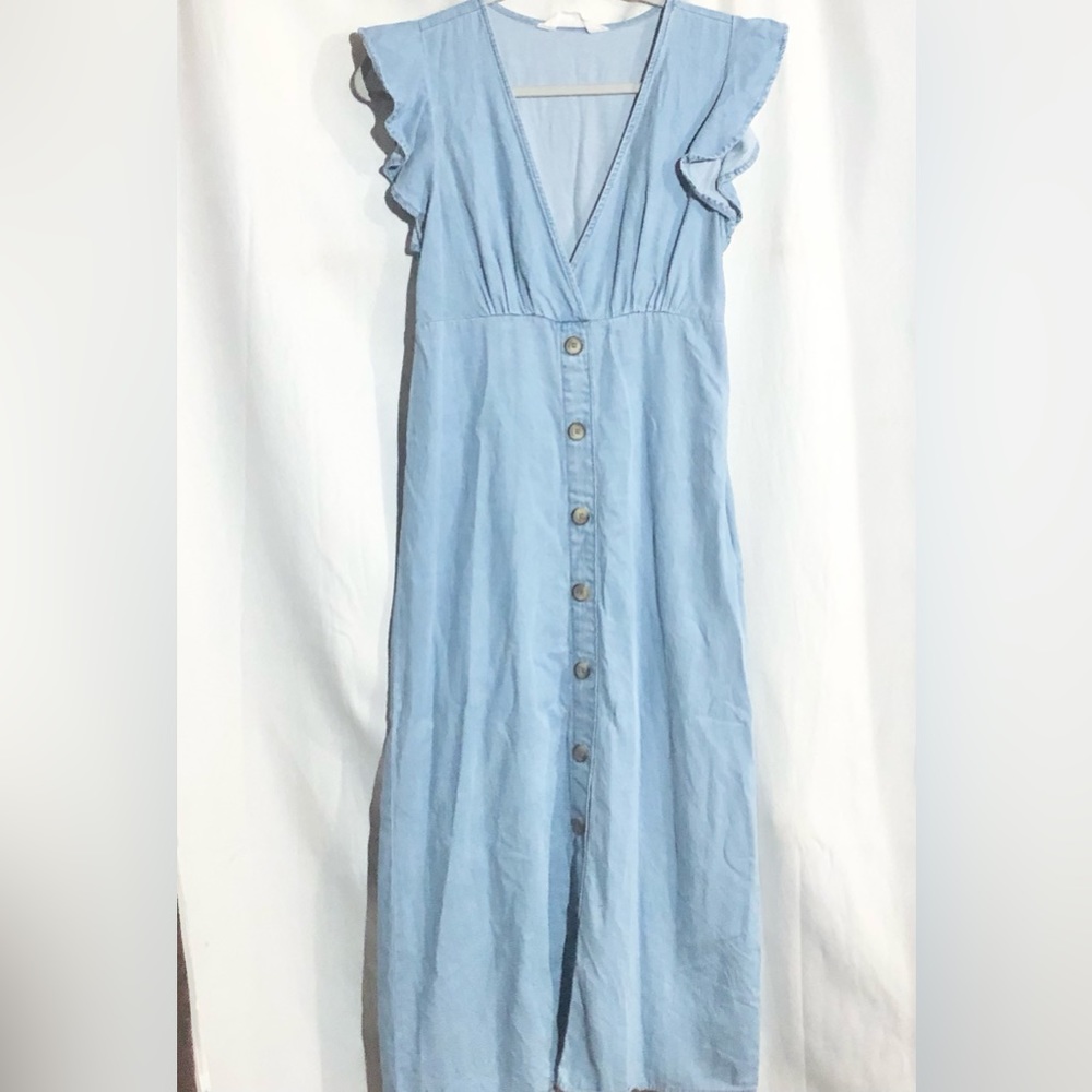 Primark Light Blue Midi Button-Front Dress